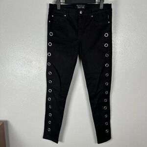 Tripp NYC Daang Goodman Skinny Jeans Pant Size 5 Black Silver Grommets Goth Punk